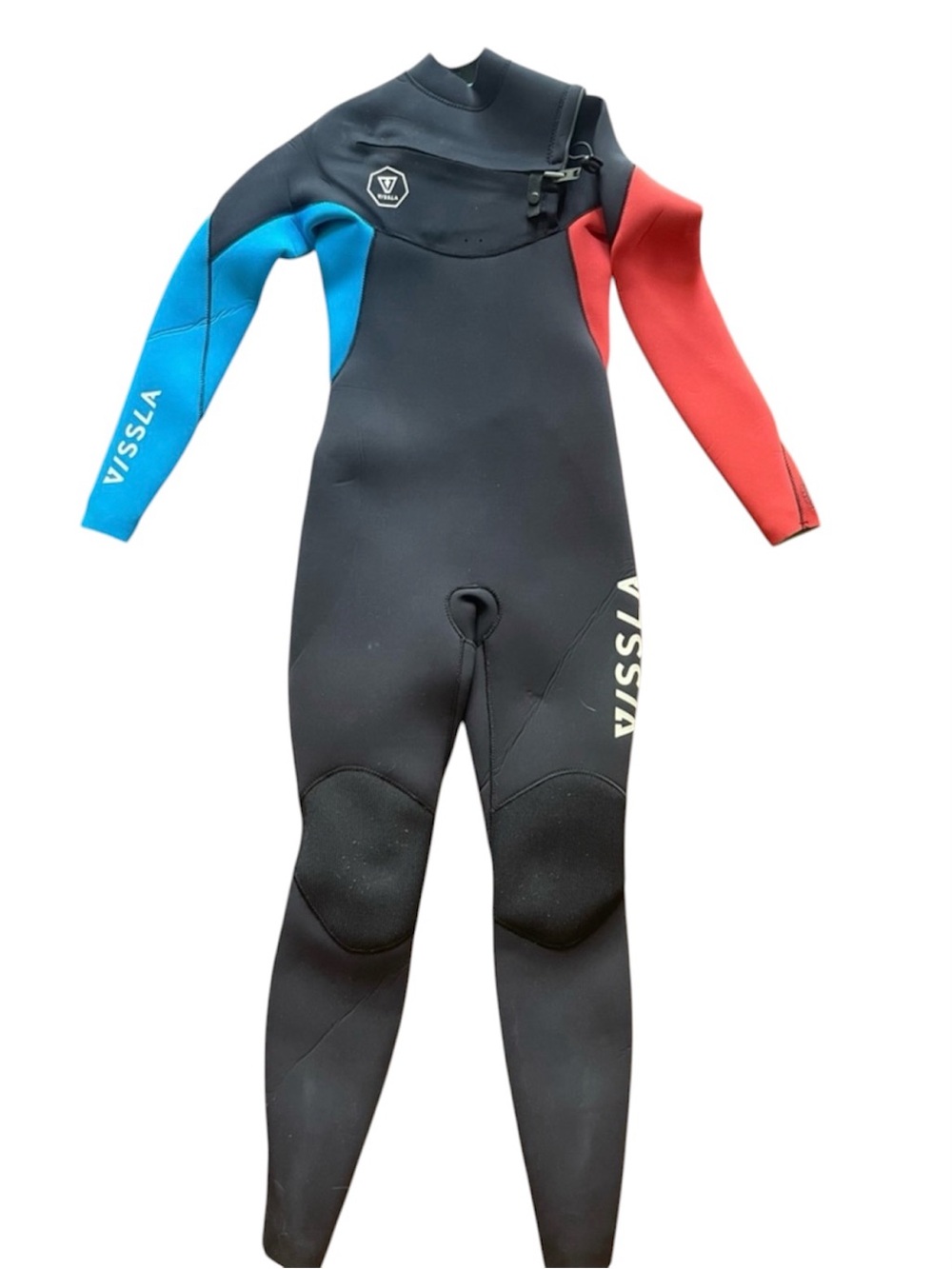 VISSLA Black Wetsuit with Blue Left Sleeve and Red Right Sleeve Youth Size 12